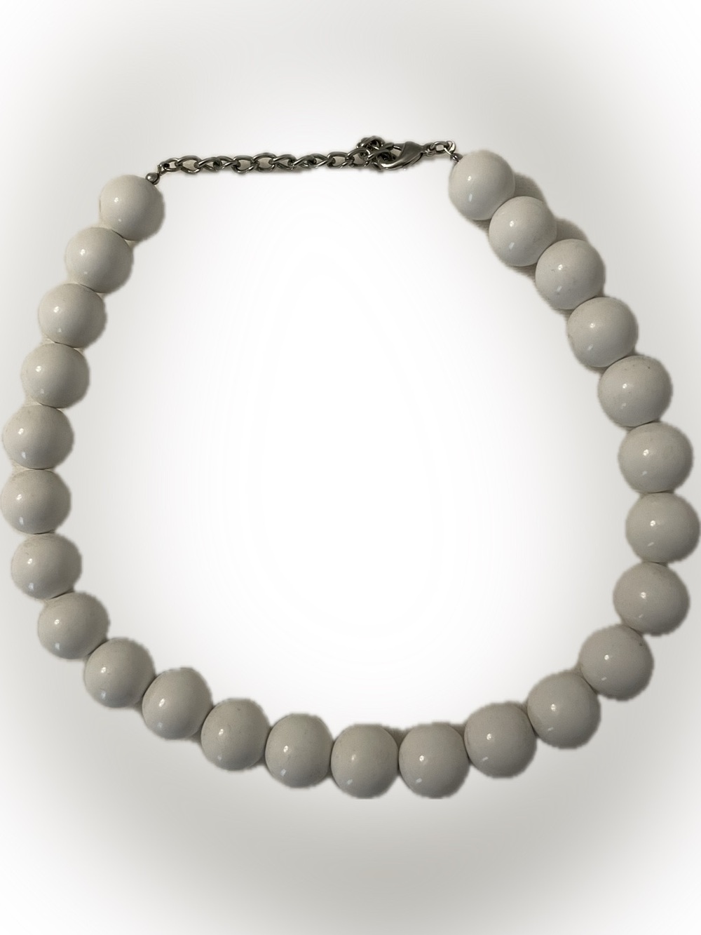 White Beaded Statement Necklace